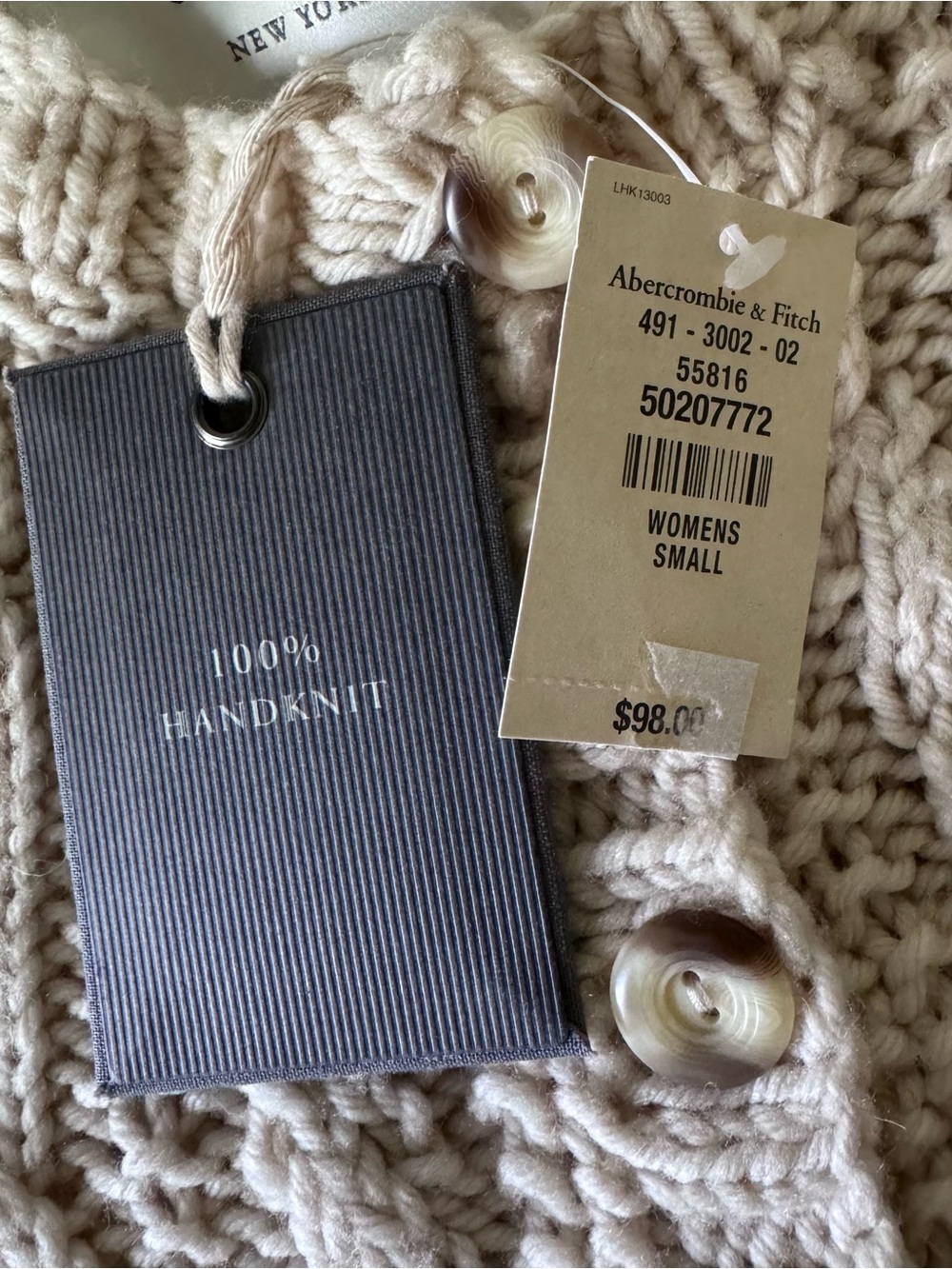 Abercrombie & Fitch Cream Cable Knit Babydoll Cardigan - Picture 4 of 11